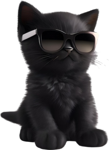 PSD un lindo gatito negro con gafas