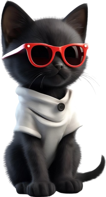 Un lindo gatito negro con gafas