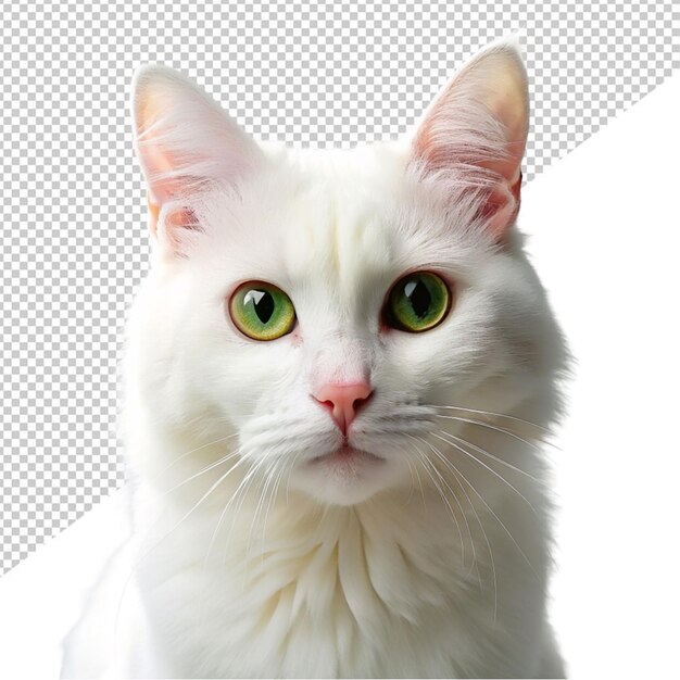 PSD un lindo gato blanco sobre un fondo transparente