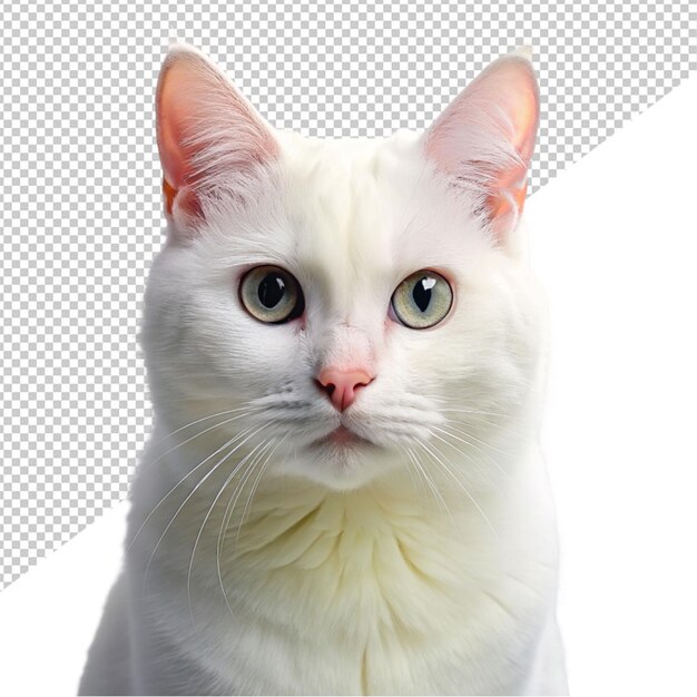 PSD un lindo gato blanco sobre un fondo transparente