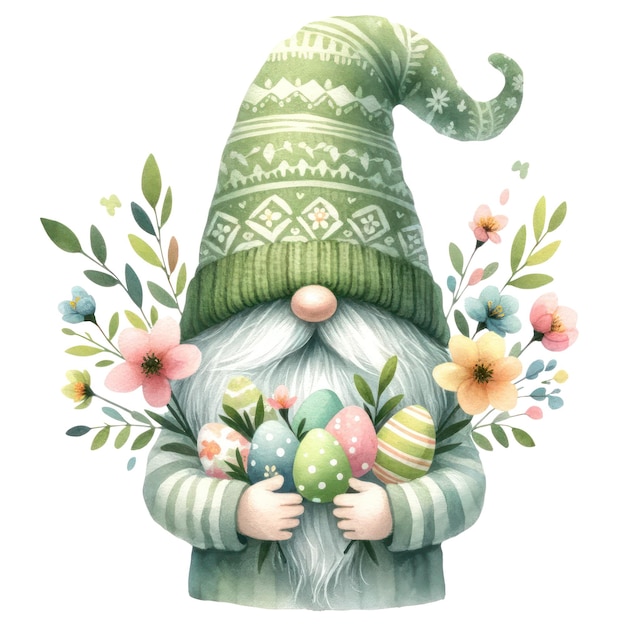 PSD lindo gnome día de pascua clipart ilustración