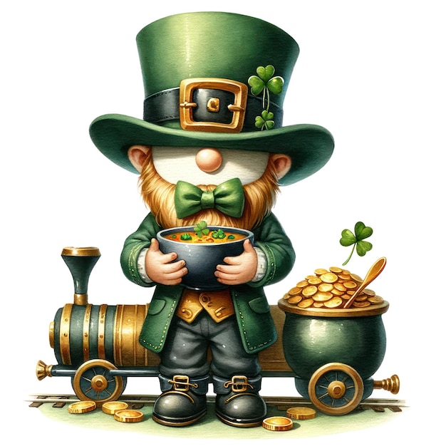 PSD lindo gnome día de san patricio clipart ilustración