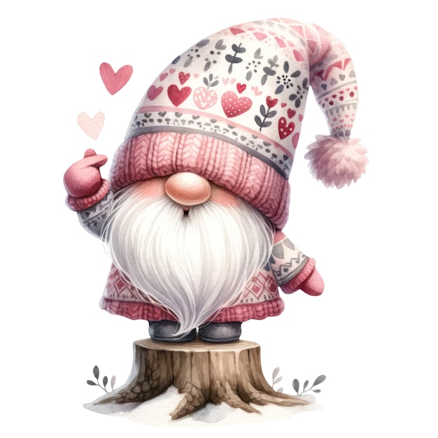 Lindo Gnome Día de San Valentín Clipart Ilustración