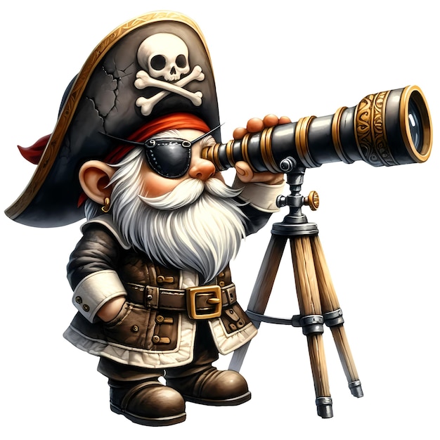 PSD lindo gnome pirate acuarela clipart ilustración