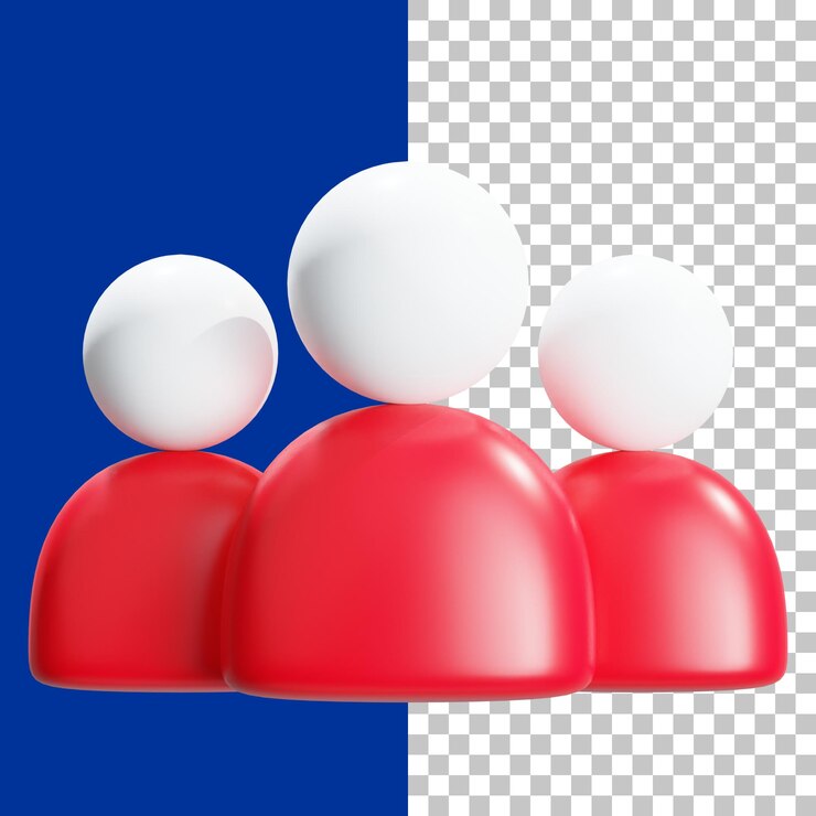 Lindo grupo de personas icono imagen de renderizado 3d