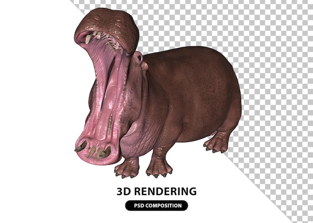 lindo hipopótamo renderizado 3d