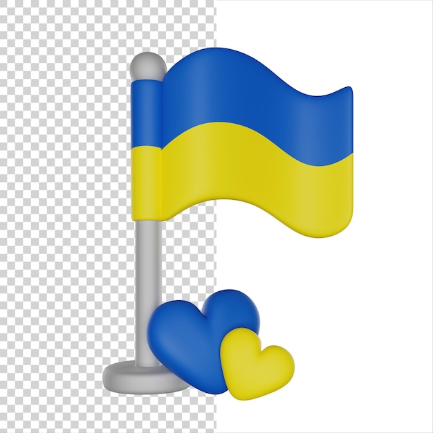 PSD lindo icono 3d de bandera ucraniana