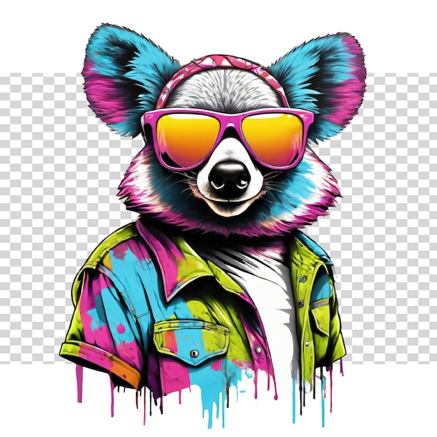 PSD el lindo koala es un animal hipster con gafas de sol.