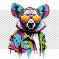 PSD el lindo koala es un animal hipster con gafas de sol.