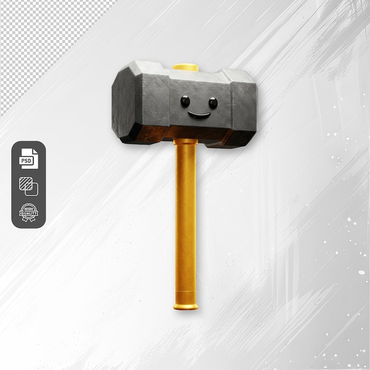 PSD el lindo martillo de dibujos animados en 3d