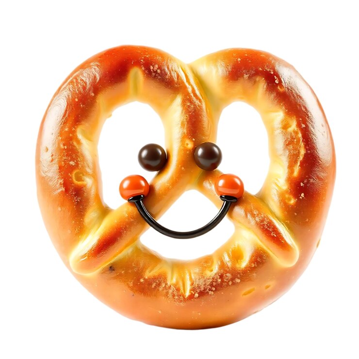 PSD lindo mascota feliz de dibujos animados pájaro pretzel cara enojada alas de rosquilla monstruo png foto de stock
