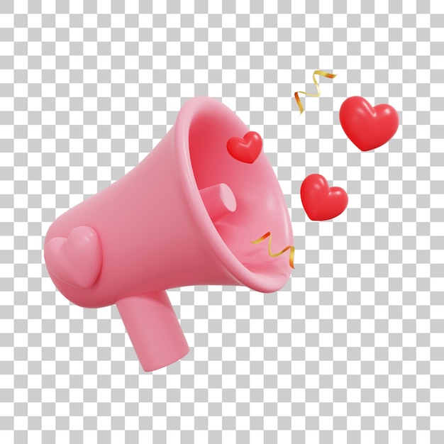 El lindo megáfono rosado con corazones