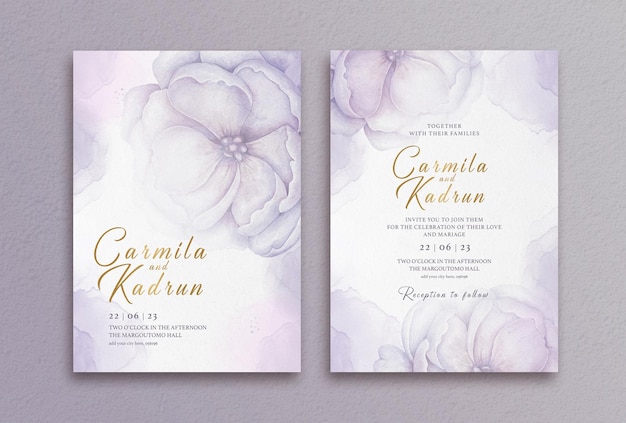 Lindo modelo de cartão de convite de casamento floral