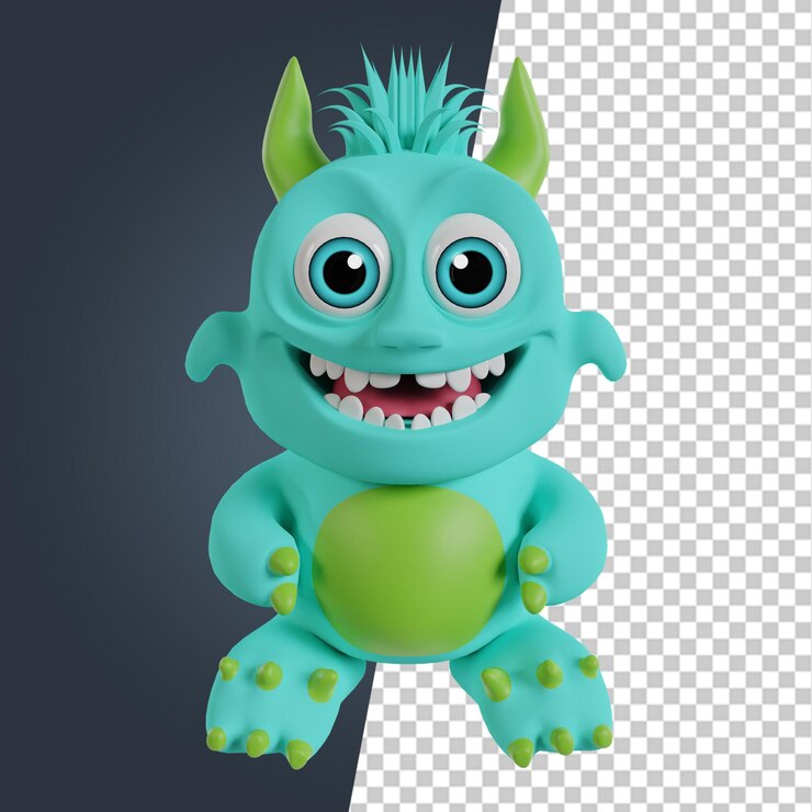 PSD lindo monstruo chibi imagen de render 3d