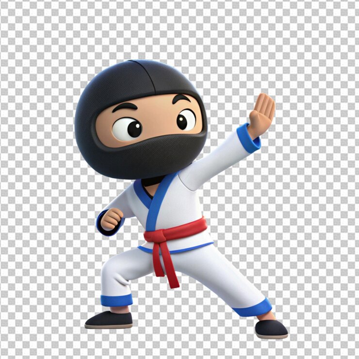 PSD el lindo ninja con el dibujo animado de shuriken