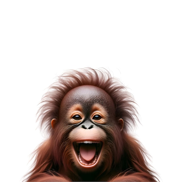 PSD el lindo orangután sonriente aislado