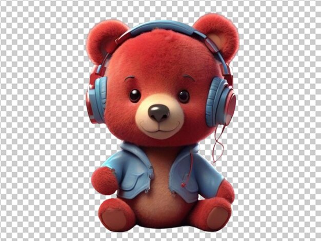 PSD un lindo oso de peluche rojo de dibujos animados en 3d