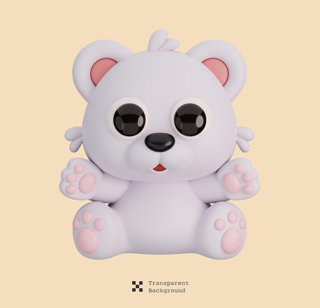 Lindo Oso Polar Sentado Animales Aislados Estilo De Dibujos Animados Icono Concepto 3D Render Ilustración