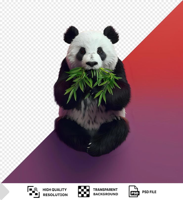 PSD el lindo panda comiendo bambú de alta calidad