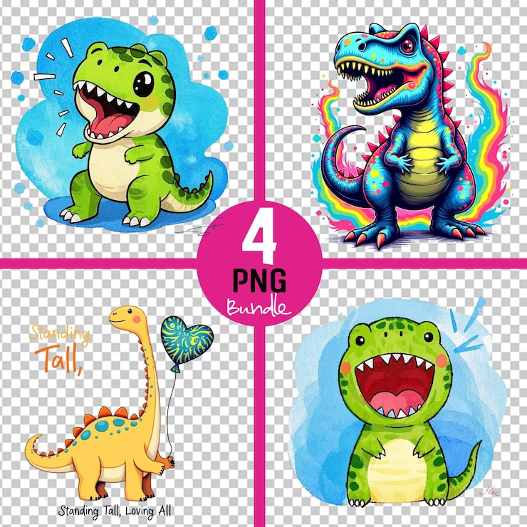 PSD el lindo paquete de dinosaurios acuarelas dinosaurios de dibujos animados para niños