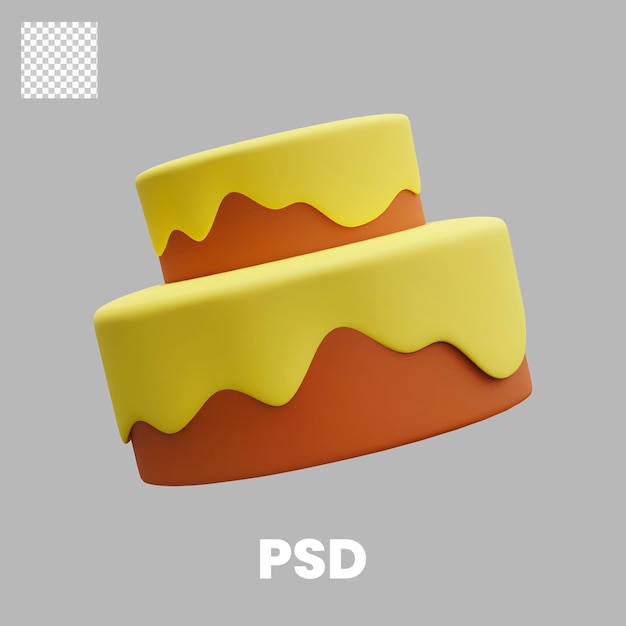 Lindo pastel 3D de dos capas con crema amarilla