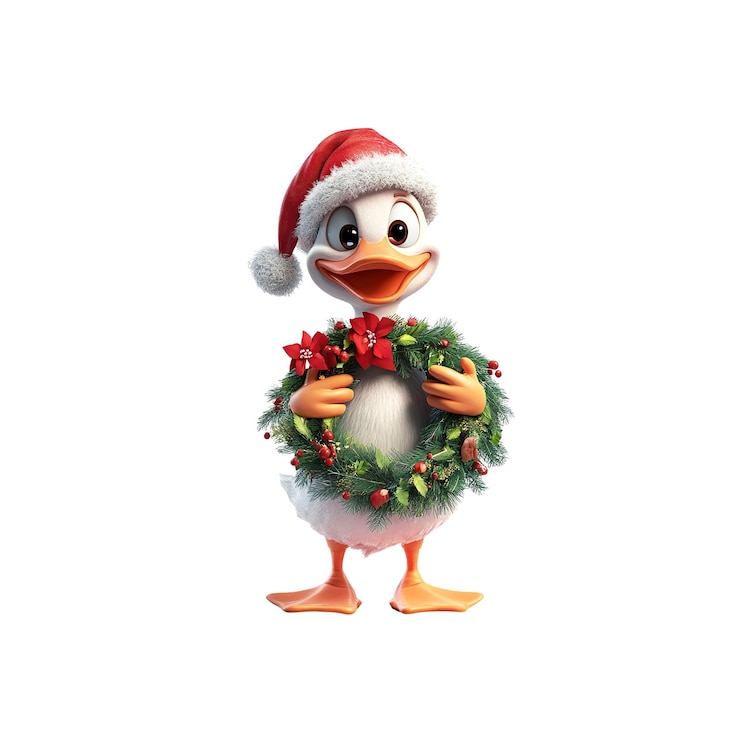 PSD el lindo pato con la corona de navidad