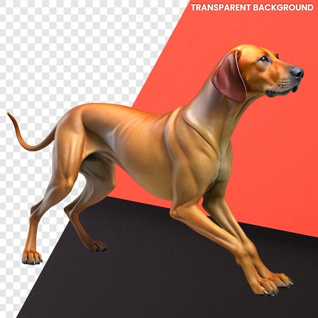 Lindo perro 3D Rhodesian Ridgeback Estiramiento con fondo transparente