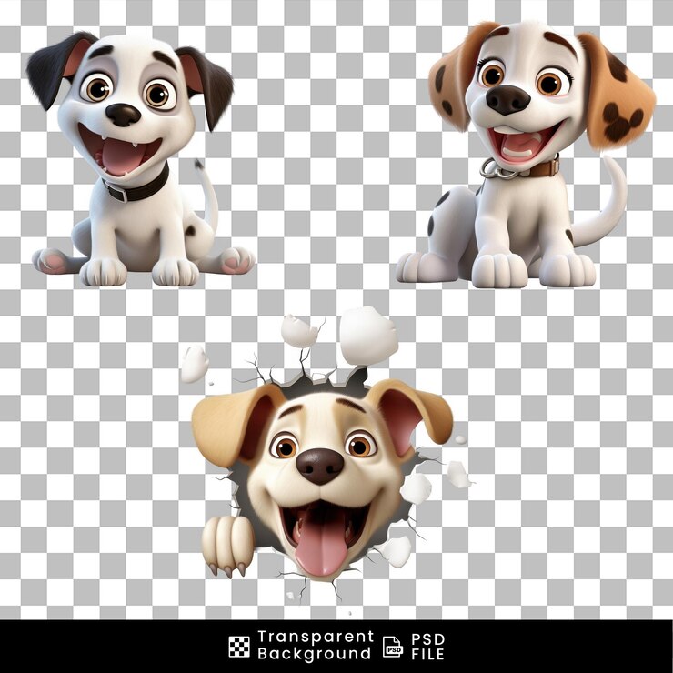 PSD un lindo perro de dibujos animados en un fondo transparente png