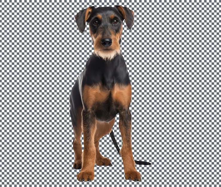 PSD lindo perro de raza jagdterrier aislado sobre un fondo transparente