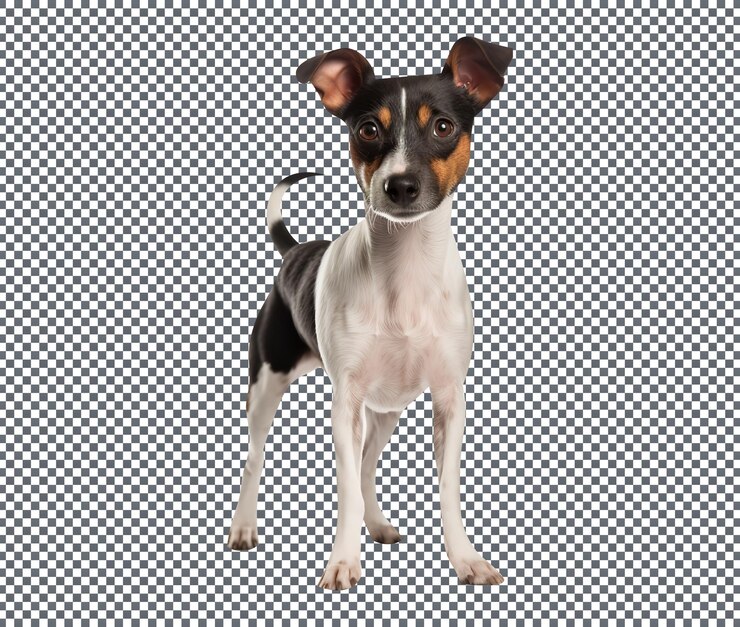 PSD lindo perro de raza terrier japonés aislado sobre un fondo transparente