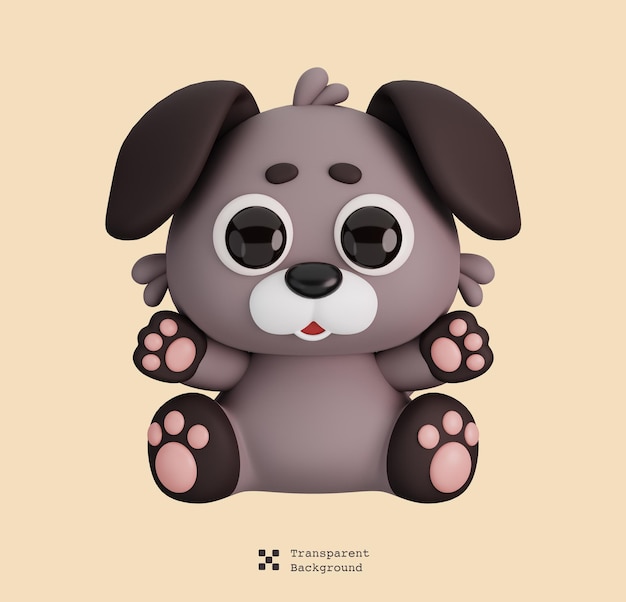 PSD lindo perro sentado animales aislados estilo de dibujos animados icono concepto 3d render ilustración