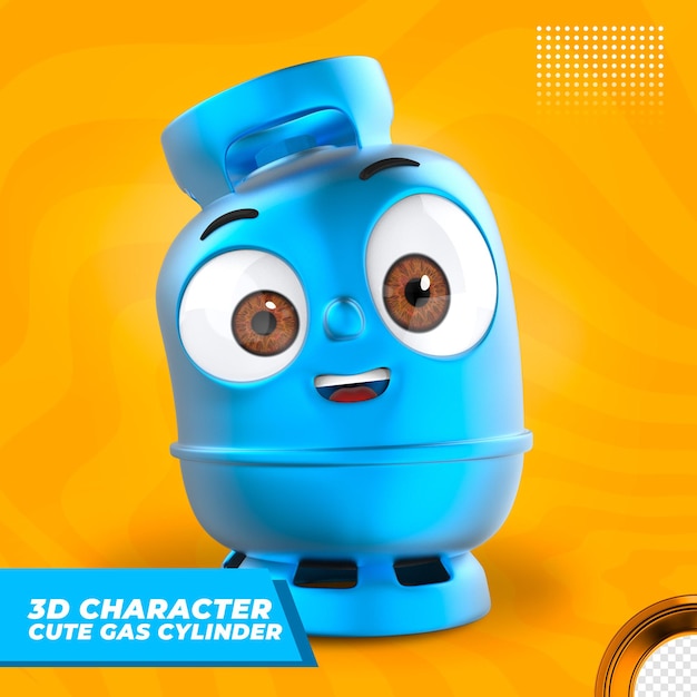 PSD lindo personaje 3d cilindro de gas