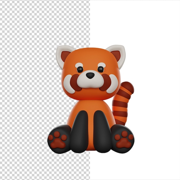 PSD lindo personaje 3d panda rojo de juguete