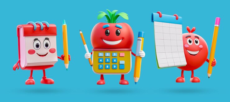 PSD el lindo personaje del calendario de dibujos animados en 3d