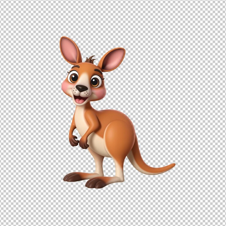 PSD el lindo personaje de canguro de dibujos animados en 3d