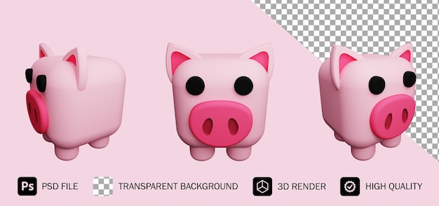 lindo personaje de cubo de cerdo render 3d