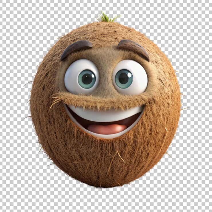 PSD lindo personaje de dibujos animados de coco feliz 3d