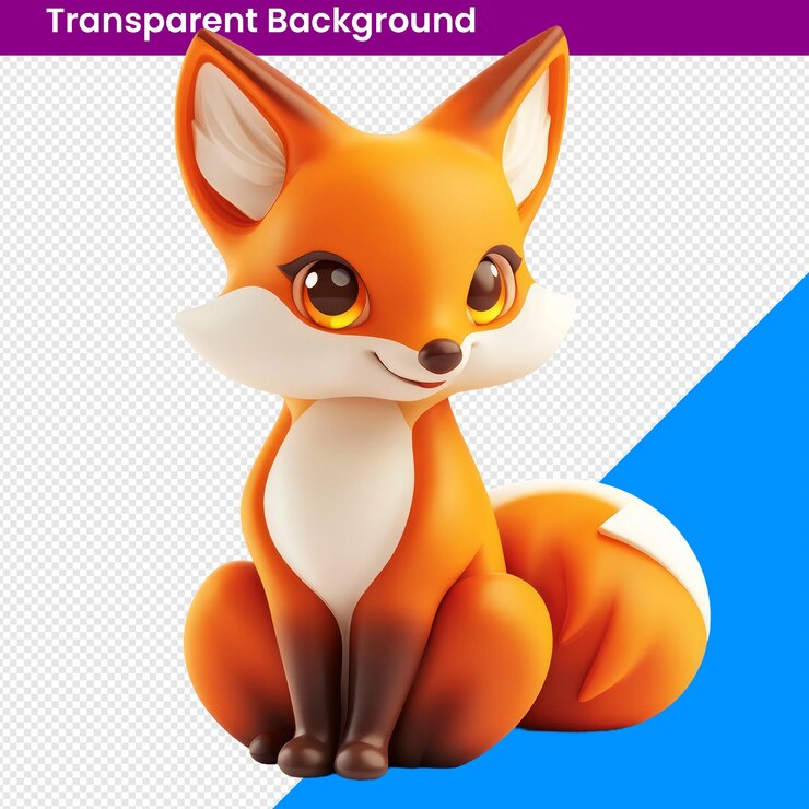 PSD el lindo personaje de dibujos animados de fox en un fondo transparente