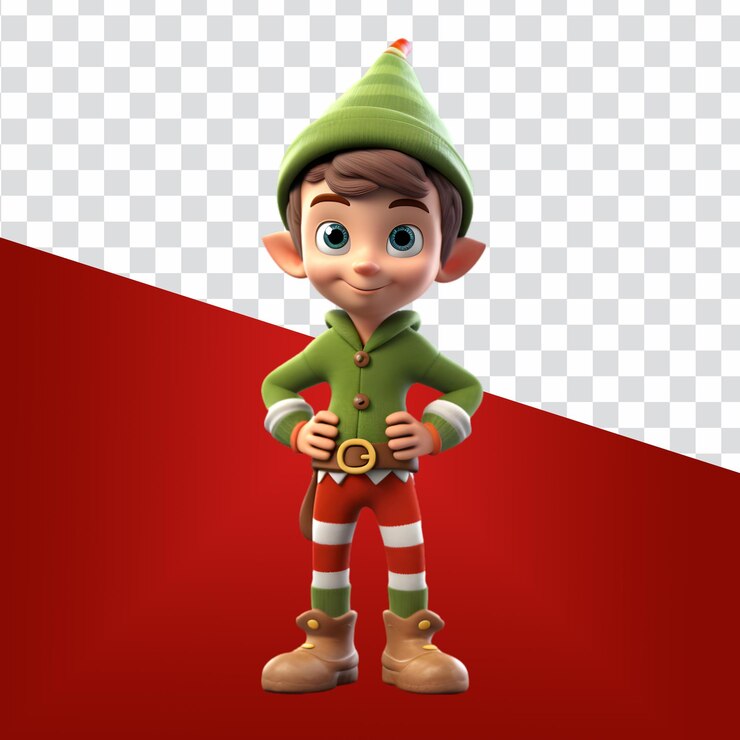 PSD el lindo personaje elf en 3d trae una navidad feliz realista