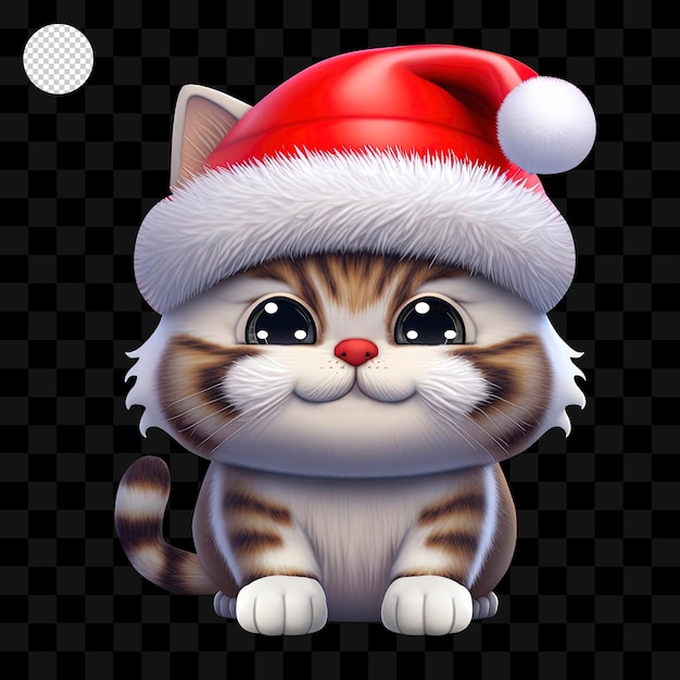 Lindo personaje de gato bebé en sombrero de navidad