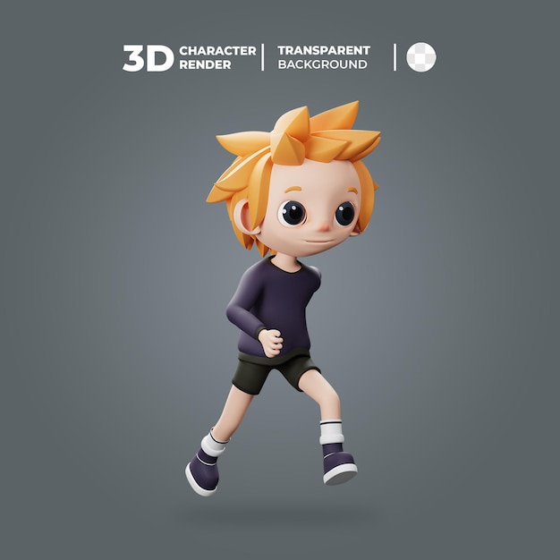 Lindo personaje masculino corriendo modelo 3d