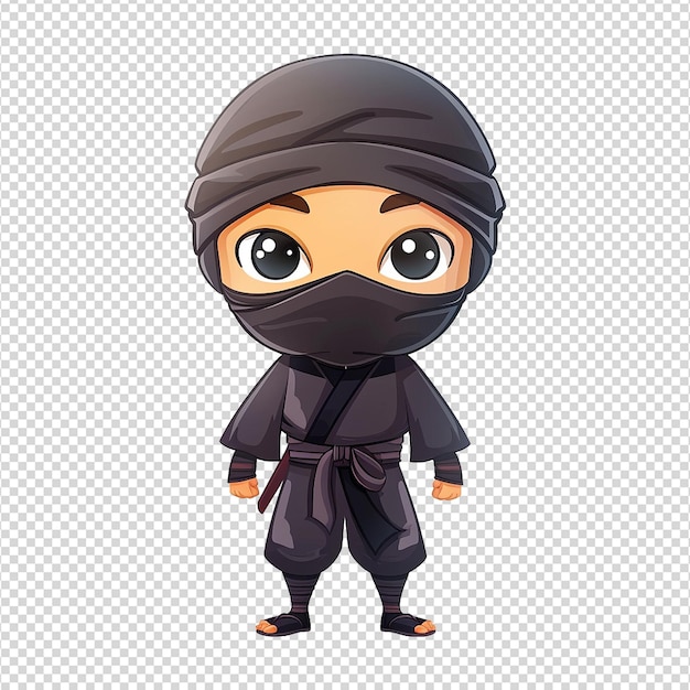 PSD el lindo personaje ninja infiltrado silencioso aislado en un fondo transparente