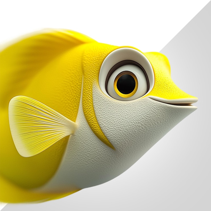 PSD el lindo pez amarillo de los dibujos animados