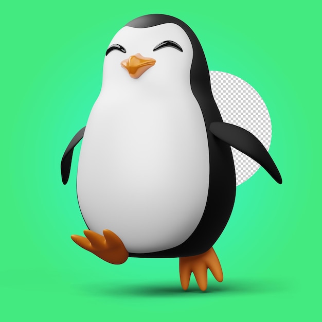 PSD lindo pingüino lindo animal 3d renderizado ilustración