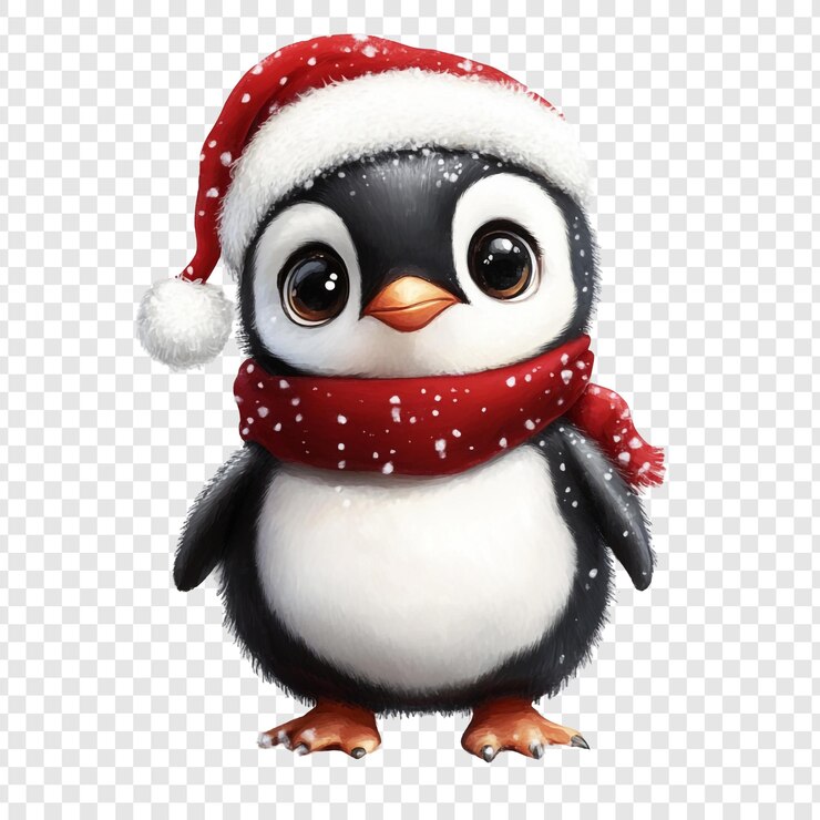 PSD el lindo pingüino en el sombrero de santa