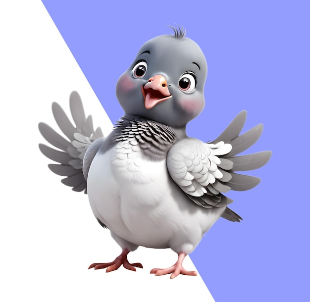 Lindo pombo bebê pomba 3d