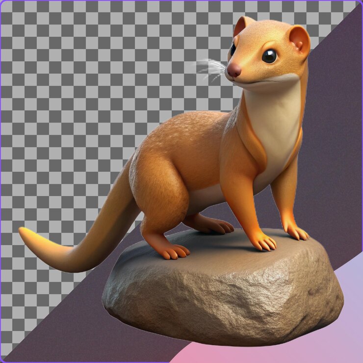 PSD un lindo renderizado en 3d de una comadreja marrón