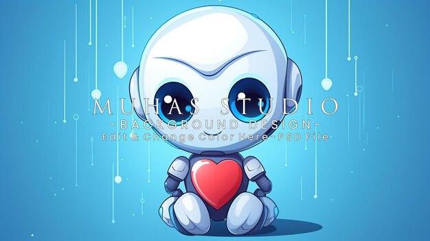 Un lindo robot con un corazón