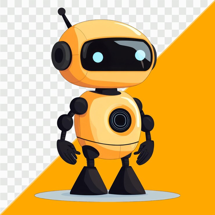 PSD lindo robot con inteligencia artificial ilustración vectorial plana aislada en fondo blanco fut
