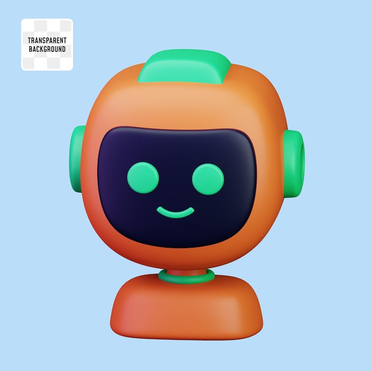 PSD lindo robot de sonrisa con ilustración de cara de monitor para concepto de asistente personal de robot diseño de icono 3d